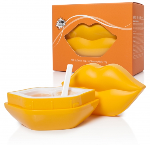 Peeling na rty 23g + noční maska na rty 19g - pomeranč